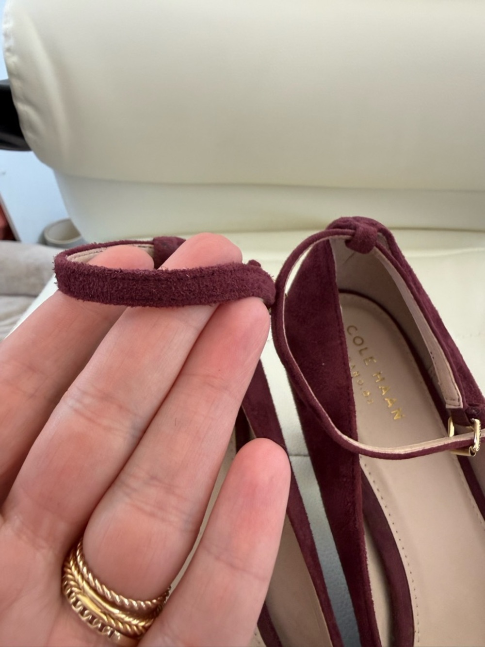 Cole Haan Burgundy/deep purple Suede Pointed-Toe Ankle-Strap Heels - Picture 8 of 8